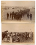 Two Original Photographs From 1891, Shortly After the Wounded Knee Massacre -- One Photograph Shows Captain Charles Taylor With His Indian Scouts